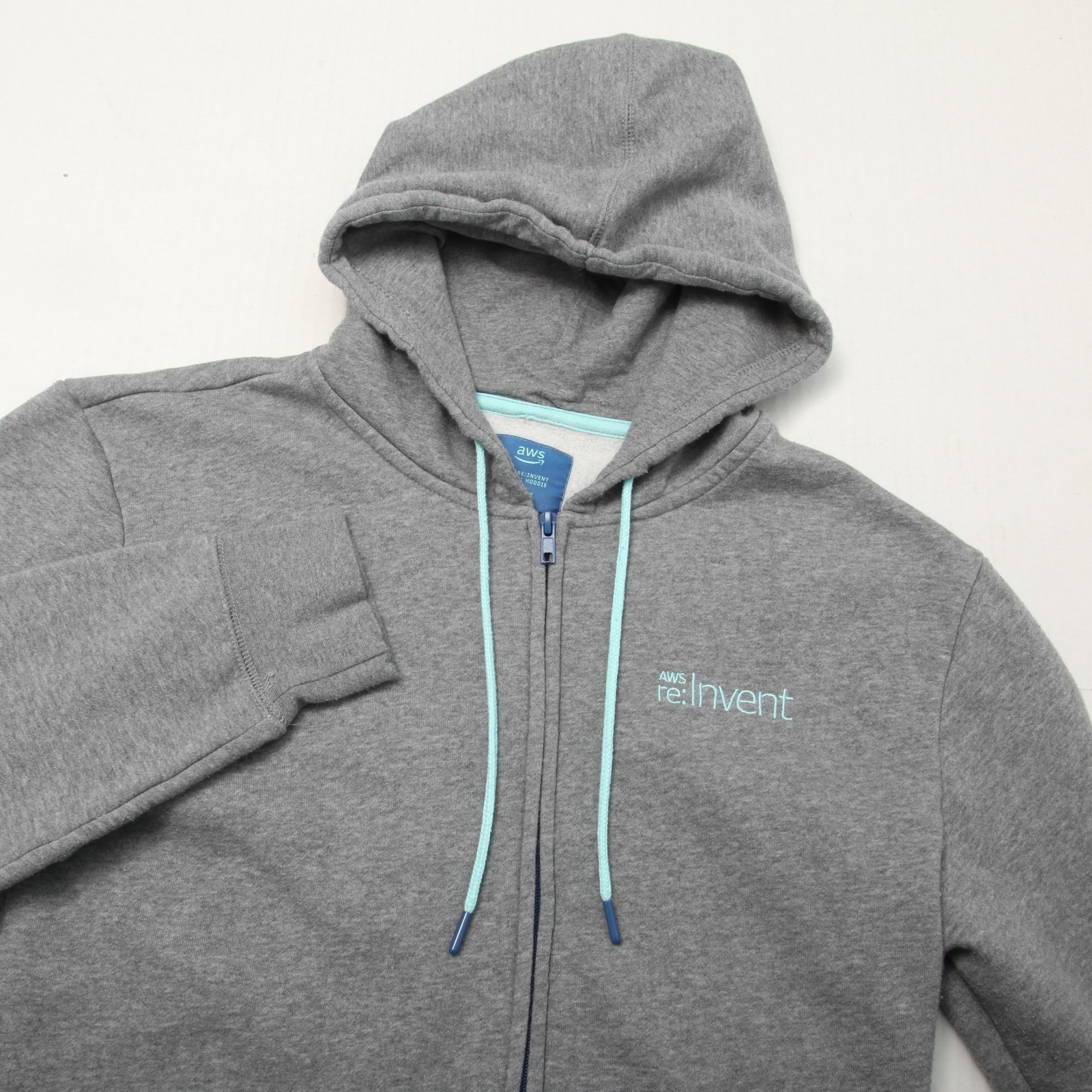 Aws ReInvent 2023 Hoodie Sweatshirt Mens Large Gray Full Zip Fleece Logo